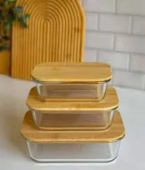 Pyrex fridge container set with wooden lids - Image 3