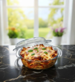 Round thermal Pyrex casserole dish with lid - Image 3