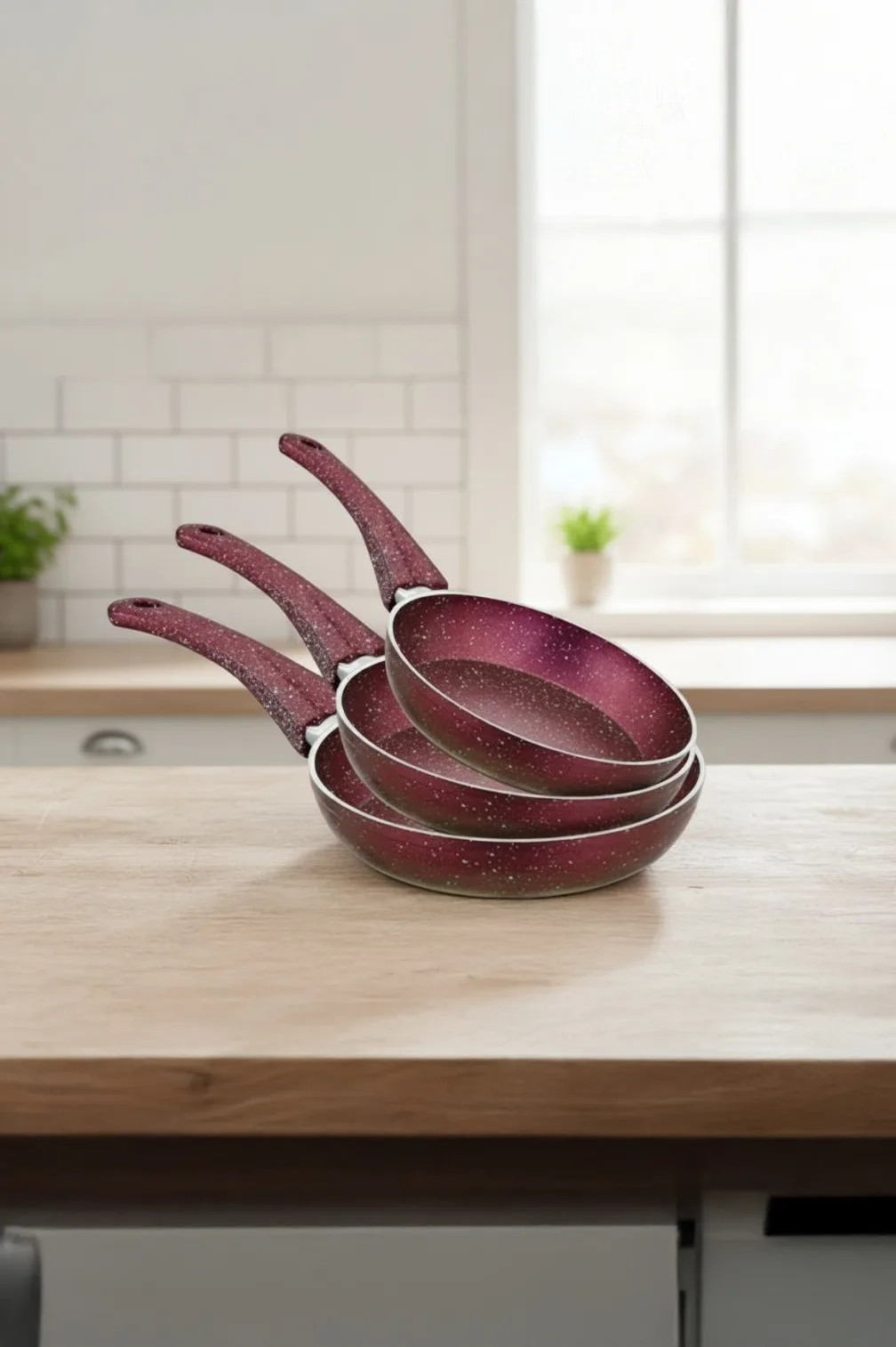 Bonsera 3-piece granite frying pan set - Image 1