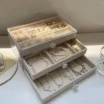 Stylish Velvet Accessories and Makeup Organizer - 3 Drawers - Image 2
