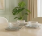 Elegant gold-rimmed glass dessert set (6 bowls + 6 plates) - Image 3