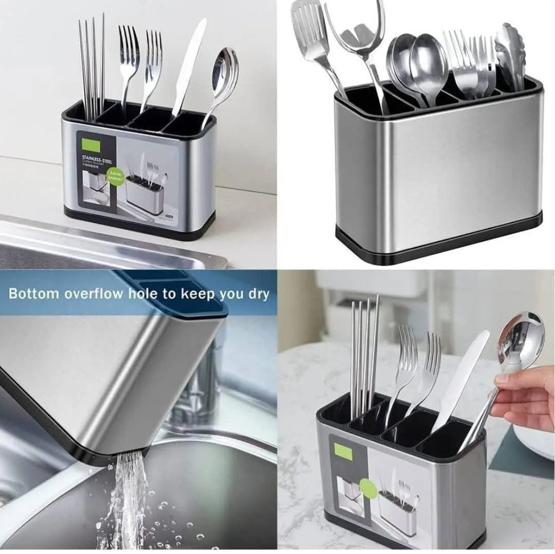 Stainless Steel 4-Compartment Cutlery Drainer - Image 2