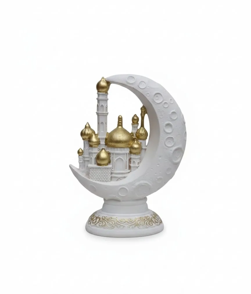 Porcelain Crescent Moon and Mosque Decor - Image 1