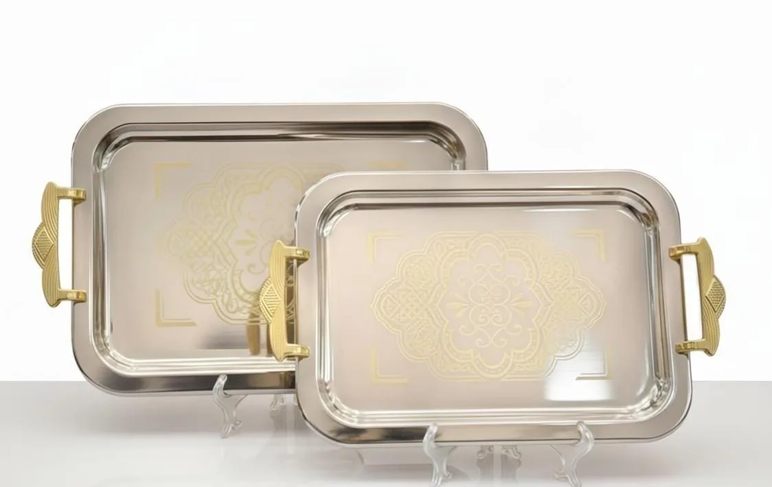2-piece stainless steel tray set - Image 1