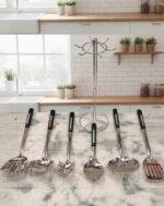 "6-Piece Stainless Steel Kitchen Utensil Set with Stand" - Image 2
