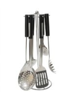 "6-Piece Stainless Steel Kitchen Utensil Set with Stand"