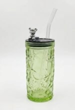 "Colored Bear Glass Mug with Glass Straw" - Image 3