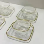 ⁦طقم خشاف زجاجي بحافة ذهبية (6 بولات + 6 أطباق)⁩ - الصورة ⁦4⁩