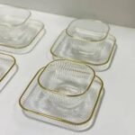 Elegant gold-rimmed glass dessert set (6 bowls + 6 plates) - Image 4