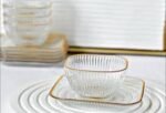 Elegant gold-rimmed glass dessert set (6 bowls + 6 plates) - Image 5