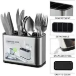 Stainless Steel 4-Compartment Cutlery Drainer - Image 7