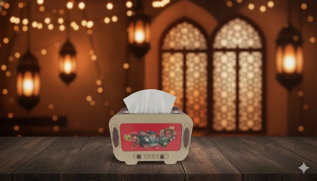⁦علبة مناديل خشب اشكال رمضان⁩ - الصورة ⁦4⁩