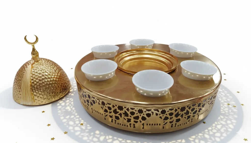 Date bowl set + 6 porcelain cups - Image 1