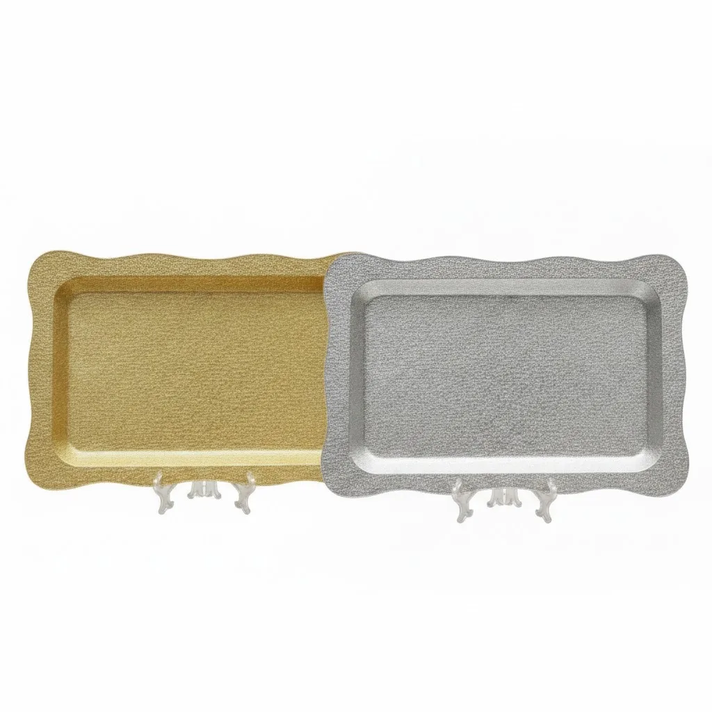 Luxurious Gold Acrylic Rectangular Serving Tray - Image 1