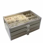 Stylish Velvet Accessories and Makeup Organizer - 3 Drawers