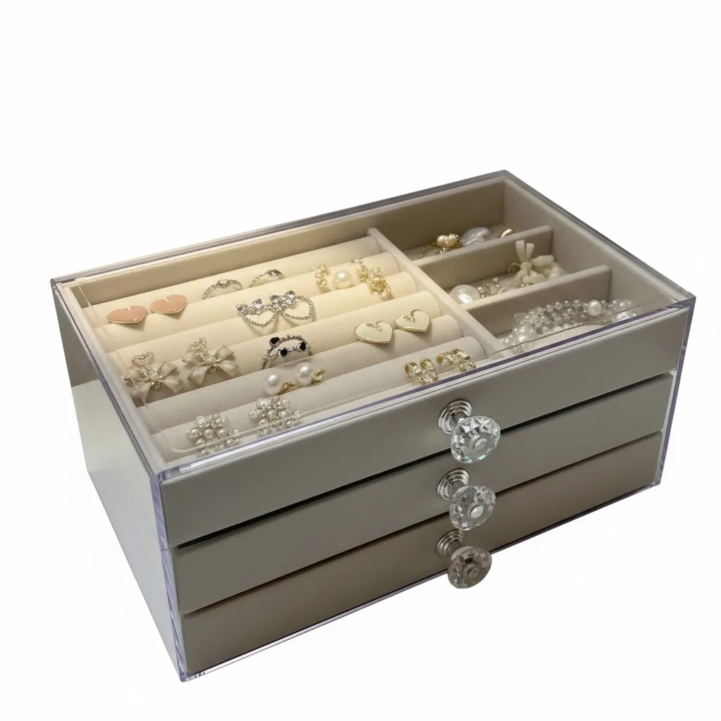 Stylish Velvet Accessories and Makeup Organizer - 3 Drawers - Image 1