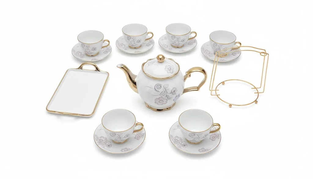 unnamed (5) Rose-shaped 15-piece heat-resistant porcelain tea set - Image 1