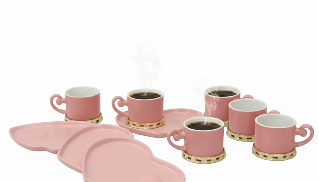 porcelain coffee set with a gold stand - Image 1