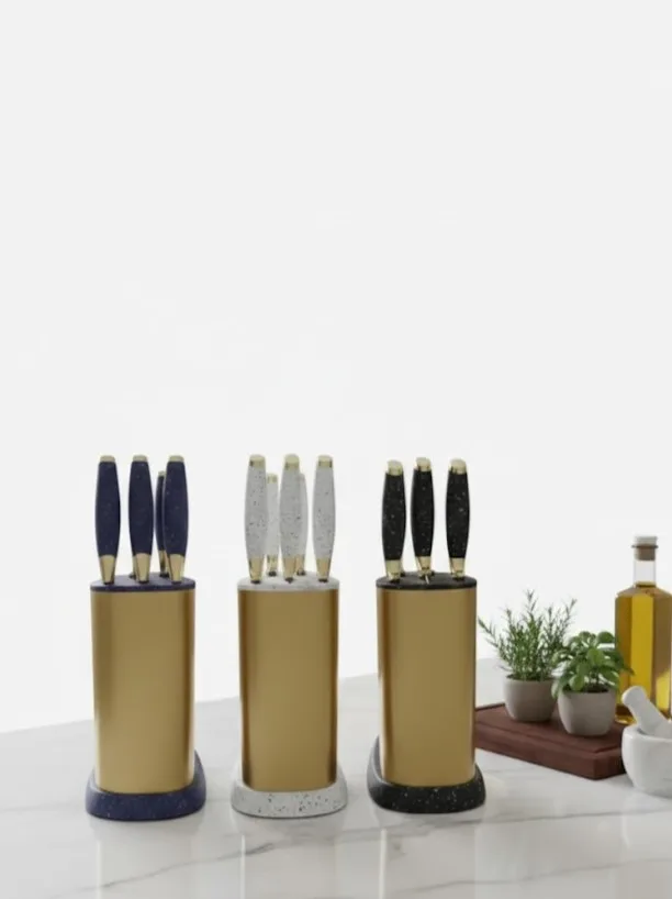 ⁦طقم سكاكين ستيل 5 قطع+استاند⁩ - الصورة ⁦1⁩