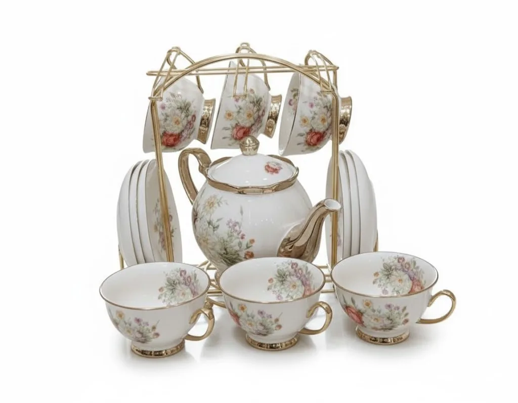 unnamed (7) طقم شاي وردة بورسلين 14 قطعة - الصورة 1