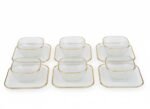 Elegant gold-rimmed glass dessert set (6 bowls + 6 plates)