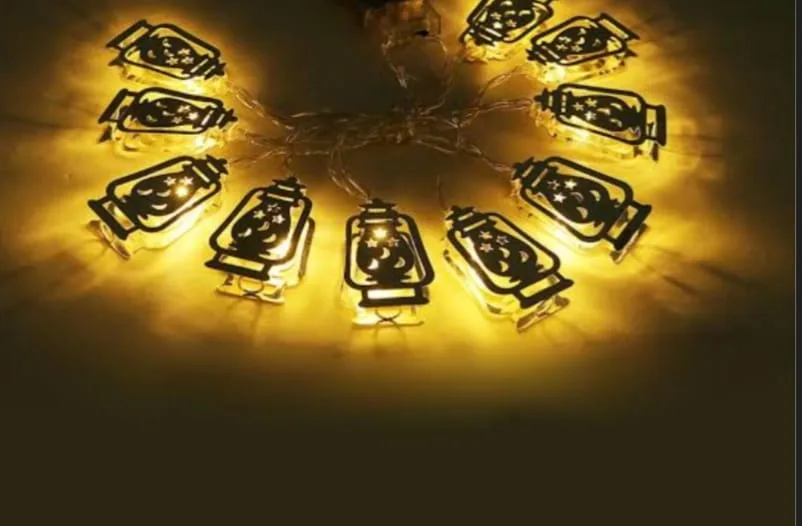 Ramadan Decoration String Lights, Gold Plastic Lantern Shape, 3.5m Warm Light - Image 3