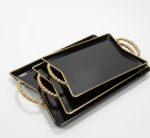 3-Piece Acrylic Serving Tray Set with Golden Handles