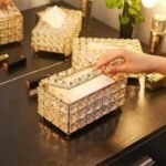 ⁦علبة مناديل كريستال ذهبي⁩ - الصورة ⁦2⁩