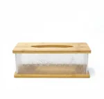Acrylic tissue box with wooden lid
