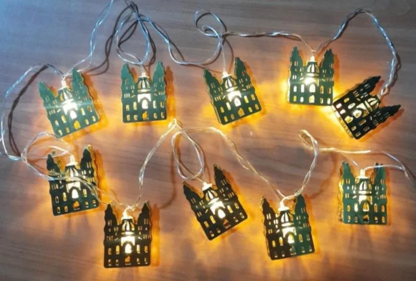 Ramadan Decoration String Lights, Gold Plastic Mosque Shape, 3.5m Warm Light - Image 4
