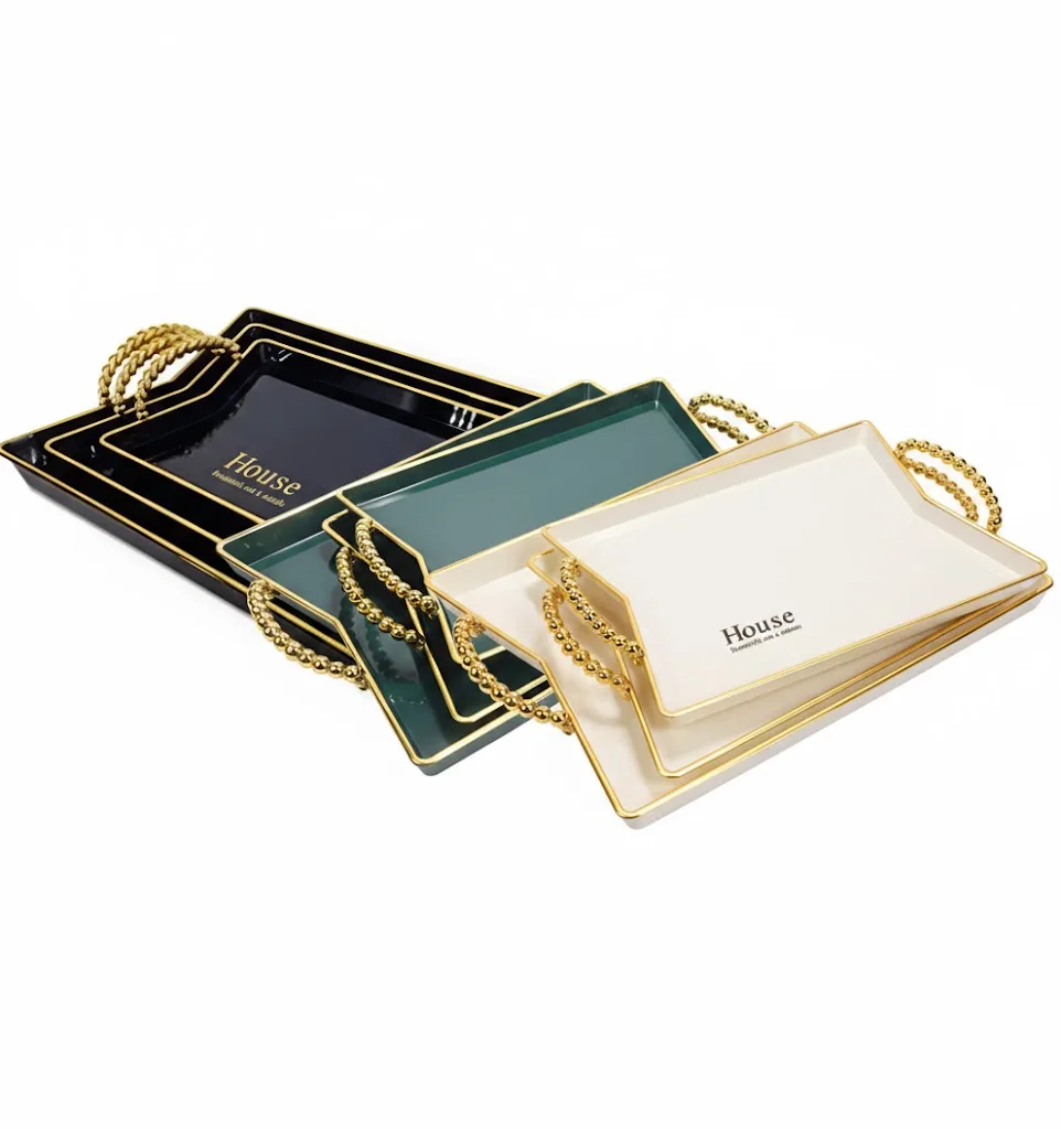 unnamed (33) 3-Piece Acrylic Serving Tray Set with Golden Handles - Image 1