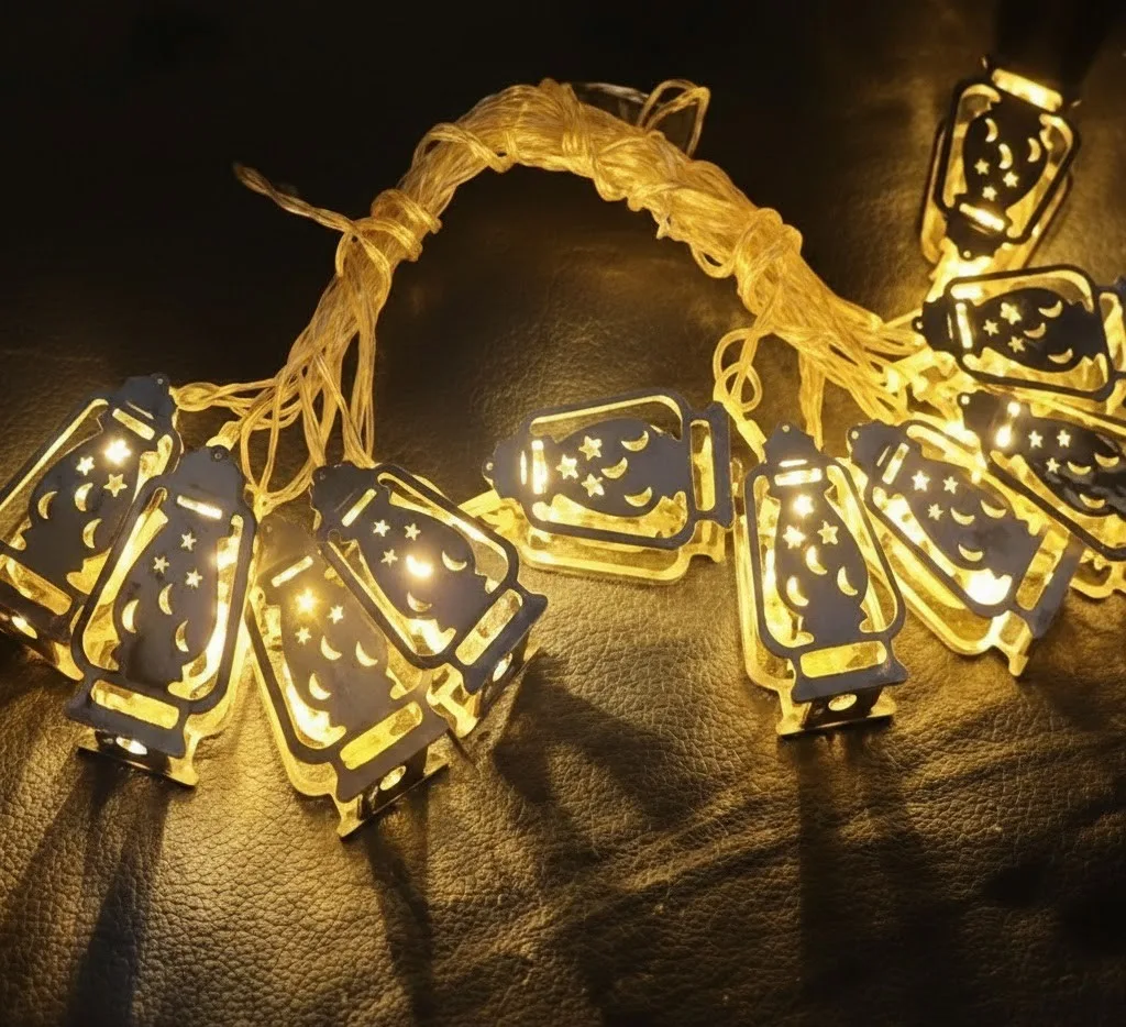 Ramadan Decoration String Lights, Gold Plastic Lantern Shape, 3.5m Warm Light - Image 5