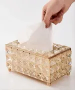 علبة مناديل كريستال ذهبي