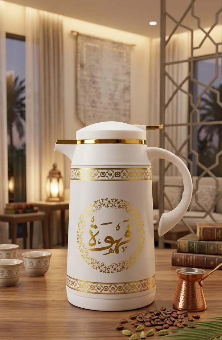 ⁦طقم 2 قطعة ترمس شاي و قهوة ابيض⁩ - الصورة ⁦2⁩