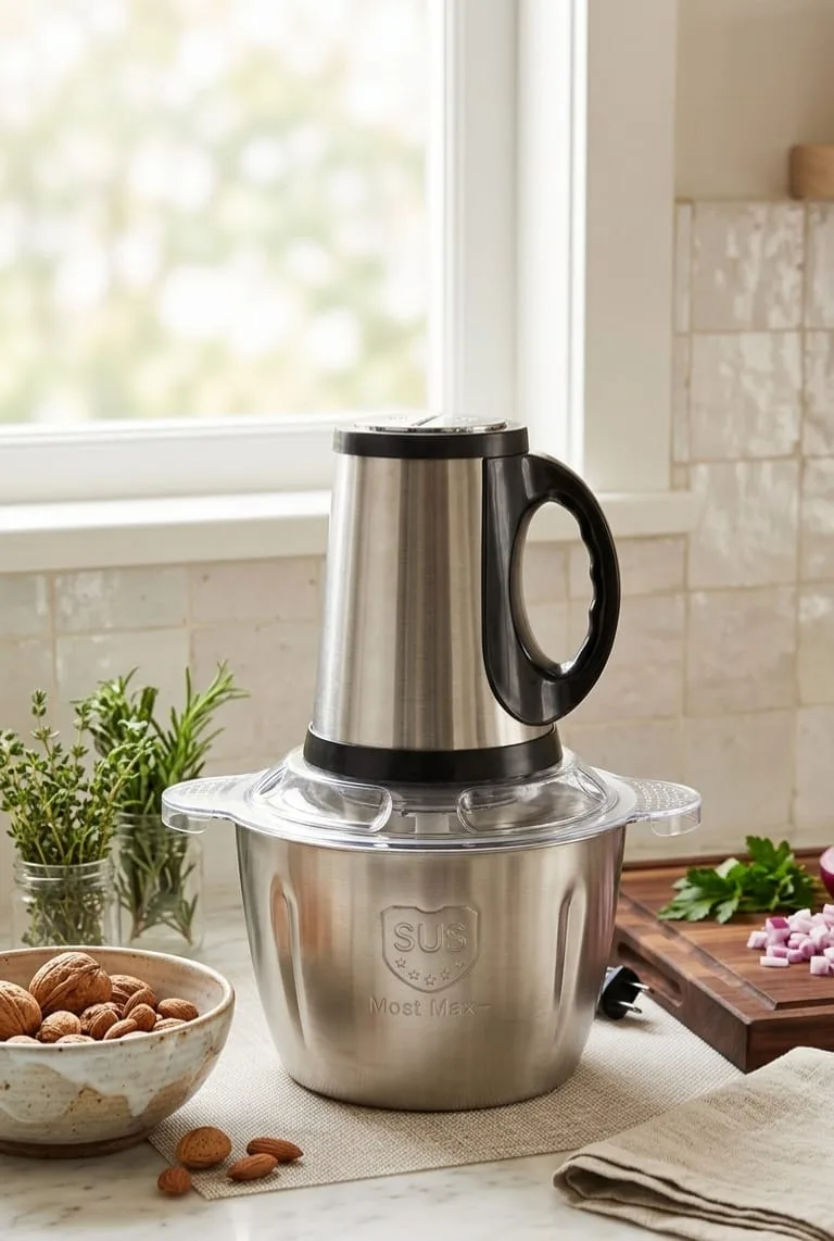 3L Food Chopper - 2 Bowls (Glass & Stainless Steel) - Image 3