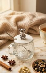 Glass Bear Mug with Spoon - Image 3