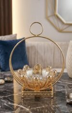 Amber Glass Candy Dish with Lid - Image 3