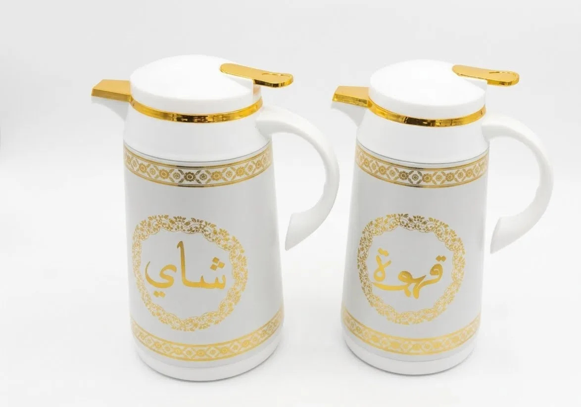 ⁦طقم 2 قطعة ترمس شاي و قهوة ابيض⁩ - الصورة ⁦1⁩