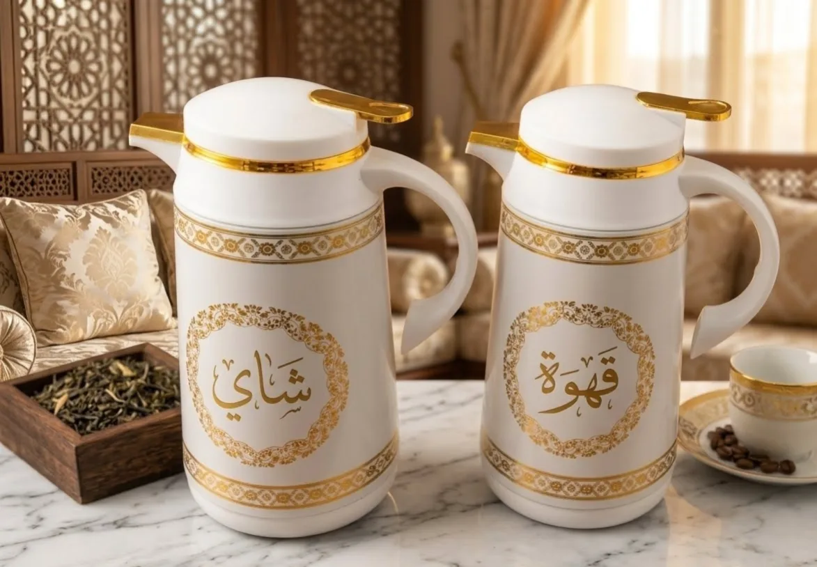 ⁦طقم 2 قطعة ترمس شاي و قهوة ابيض⁩ - الصورة ⁦4⁩