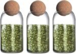 طقم توابل زجاج 3 قطع غطاء كورة (وسط)