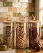 3-Piece Large Glass Spice Set with Deer Lid - Image 2