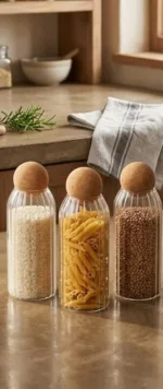 ⁦طقم توابل زجاج 3 قطع غطاء كورة⁩ - الصورة ⁦2⁩