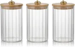 3-Piece Glass Canister Set with Wooden Lid and Gold Knob - Image 3