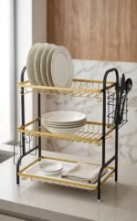 3-Tier Gold Stainless Steel Dish Rack - Image 3