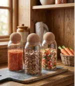 ⁦طقم توابل زجاج 3 قطع غطاء كورة (وسط)⁩ - الصورة ⁦2⁩