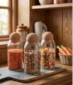 ⁦طقم توابل زجاج 3 قطع غطاء كورة (وسط)⁩ - الصورة ⁦2⁩