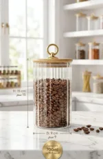3-Piece Glass Canister Set with Wooden Lid and Gold Knob - Image 4