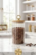 3-Piece Glass Canister Set with Wooden Lid and Gold Knob - Image 4