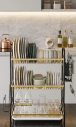 3-Tier Gold Stainless Steel Dish Rack - Image 2
