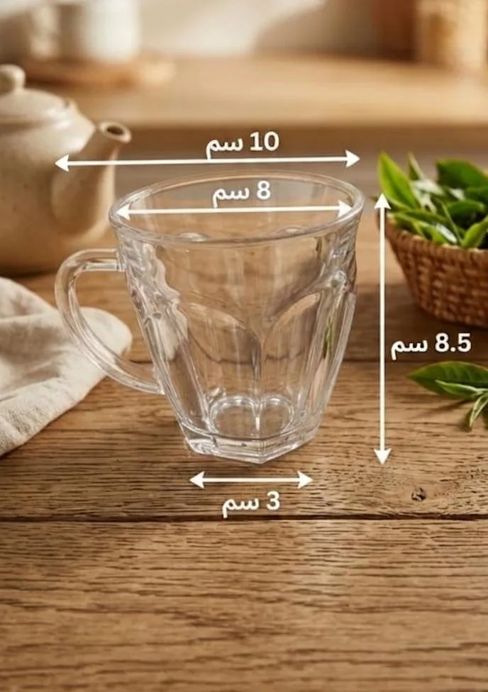 ⁦طقم مجات زجاج 6 قطع⁩ - الصورة ⁦3⁩